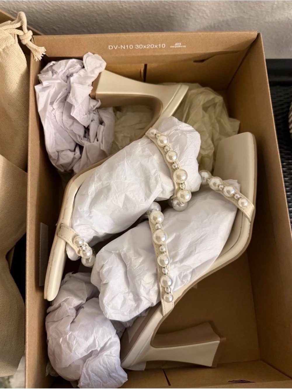 Dolce Vita Ivory Pearl-Embellished High Heel Sandals